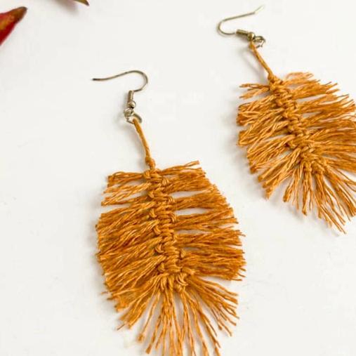 Linen Macrame Feather Earrings Kit - Image 3